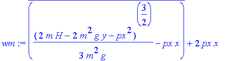 wm := conjugate(1/3/m^2/g*(2*m*H-2*m^2*g*y-px^2)^(3/2)-px*x)+2*px*x